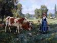 unknow artist Cow and Woman Spain oil painting art